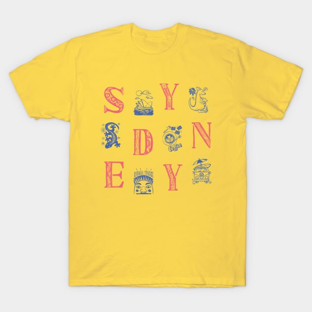 Sydney Alphabets - Bright Yellow T-Shirt by akaneyabushita